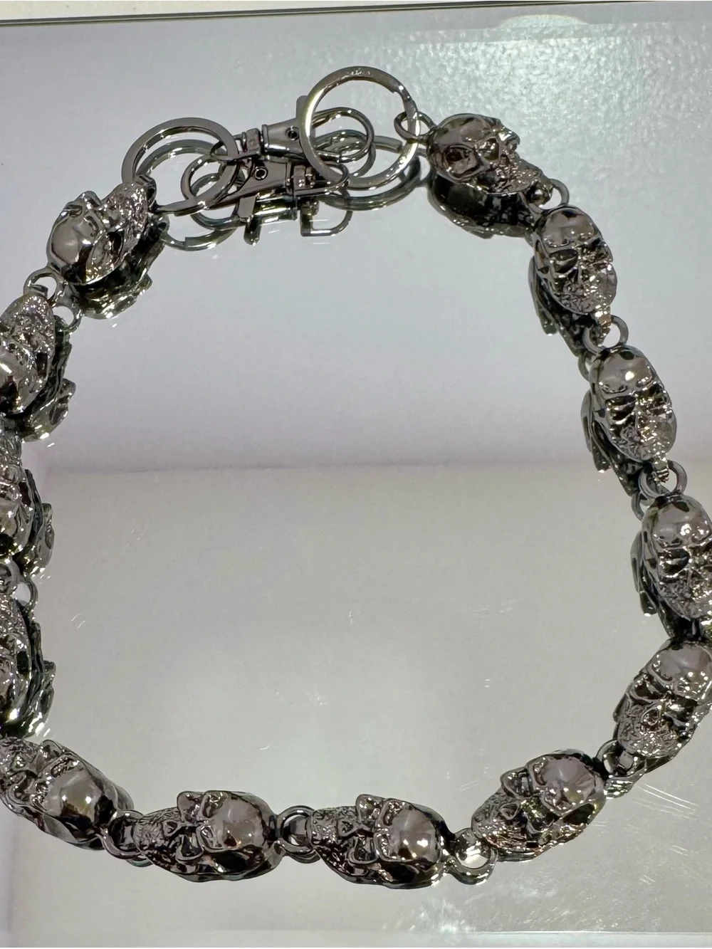 New Gunmetal Skull Bag Chain 18 inches